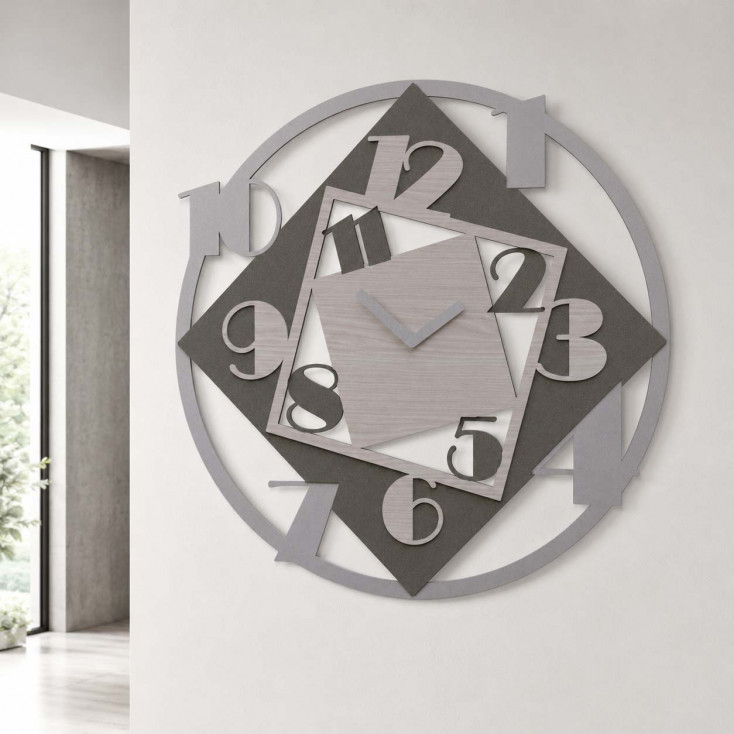 Orologio da parete rotondo di grandi dimensioni in legno dal design moderno