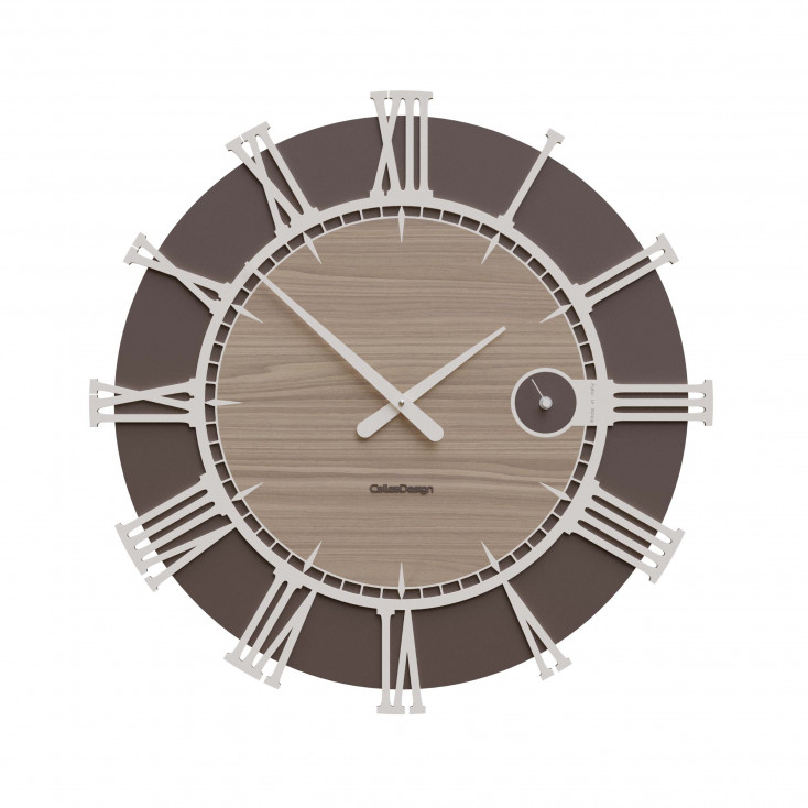 Orologio da parete rotondo in legno con numeri romani dal design moderno