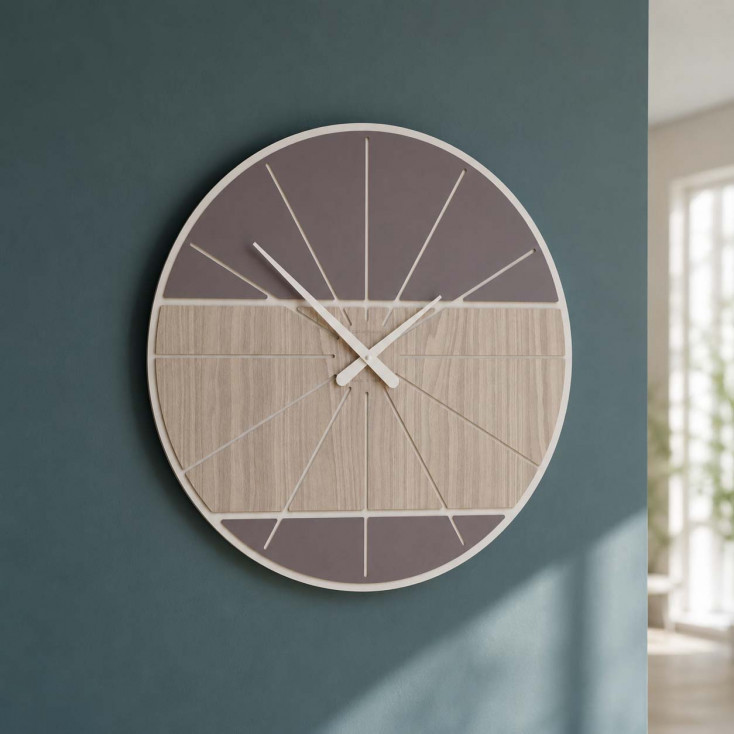 Orologio da parete rotondo in legno dal design moderno ed elegante
