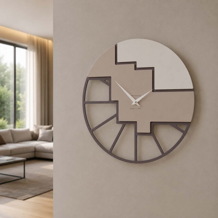 Orologio da parete rotondo in legno dal design moderno ed elegante