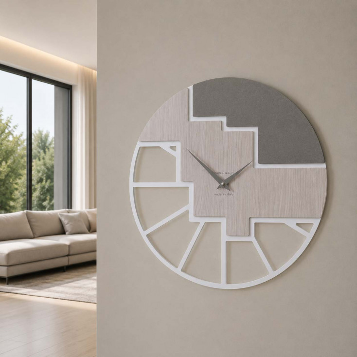 Orologio da parete rotondo in legno dal design moderno ed elegante