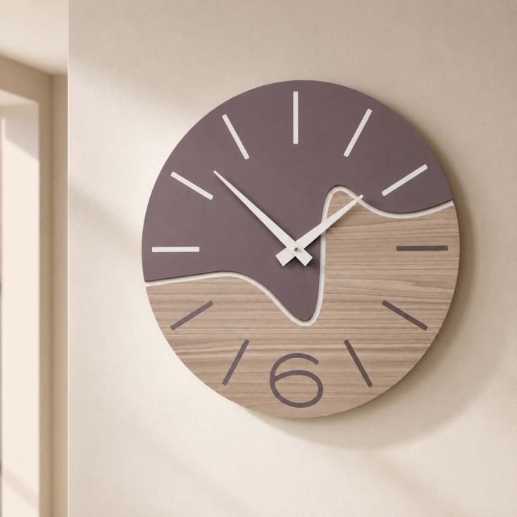 Orologio da parete rotondo in legno dal design moderno
