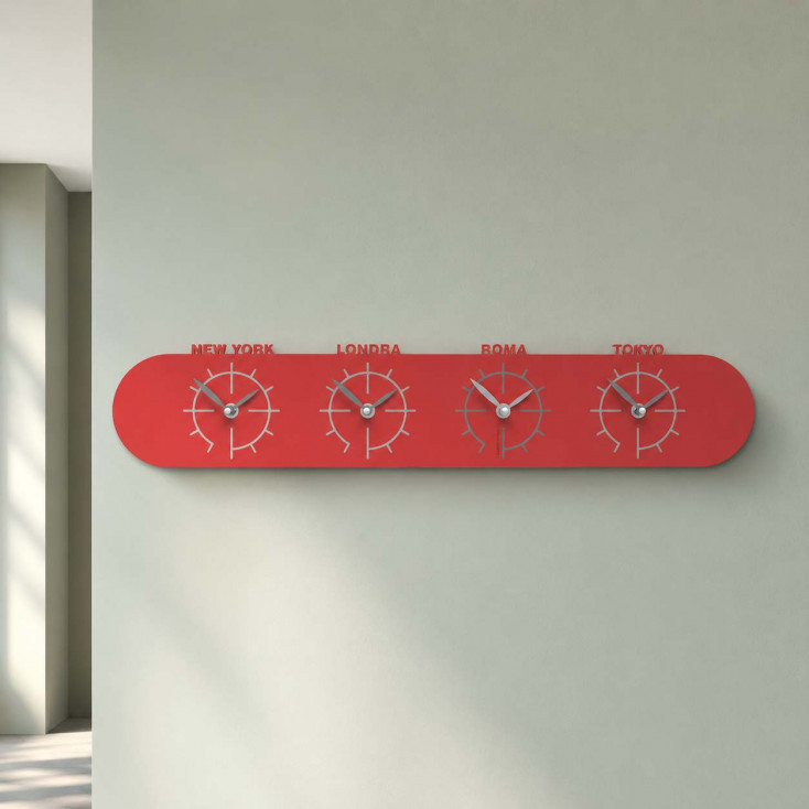 Orologio da parete in legno con fusi orari