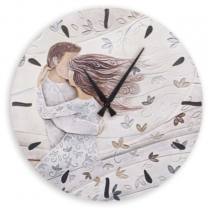 Orologio da parete moderno con bassorilievo con retro in legno massello