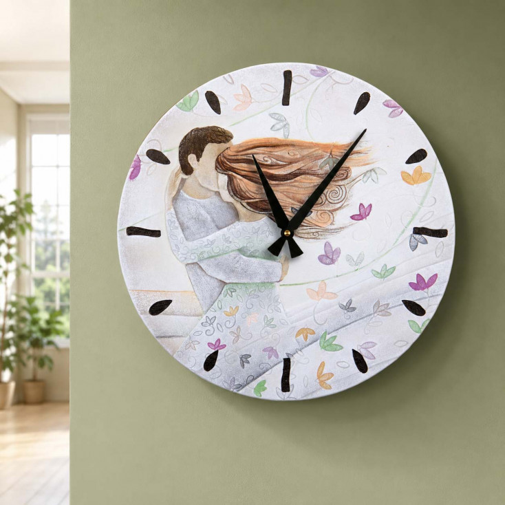 Orologio da parete moderno con bassorilievo con retro in legno massello
