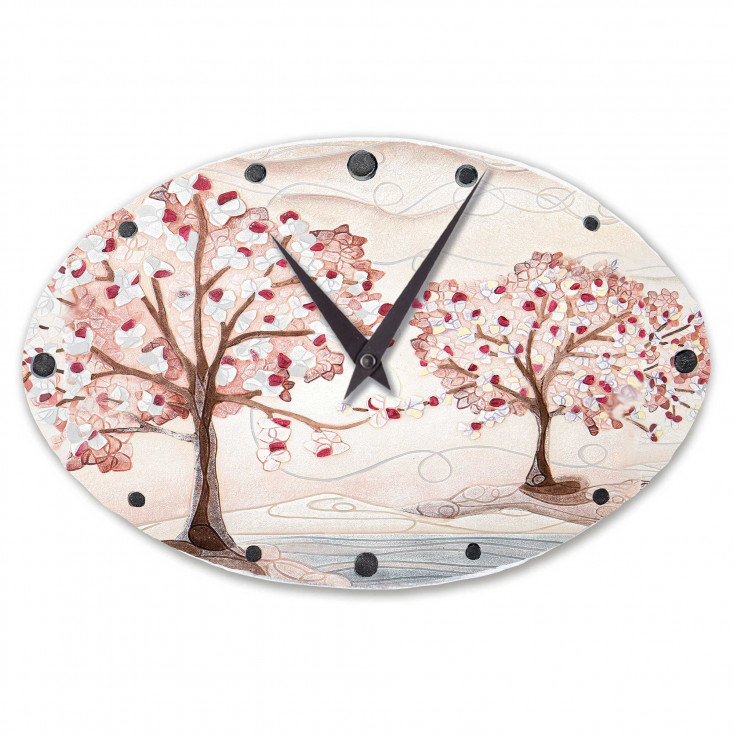 Orologio da parete ovale con Bassorilievo con retro in legno massello