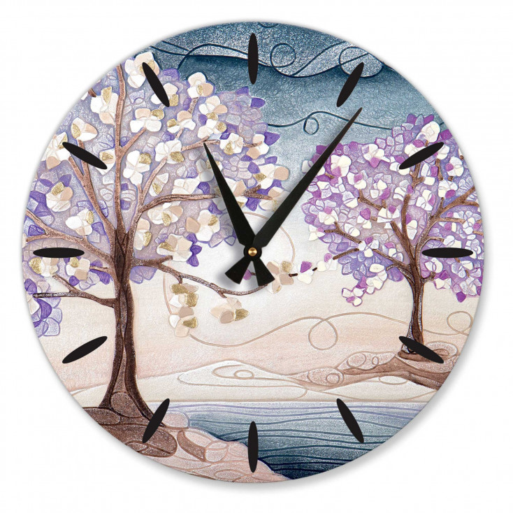 Orologio da parete rotondo con Bassorilievo con retro in legno massello