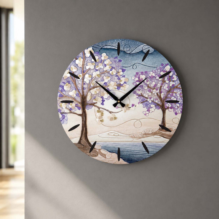 Orologio da parete rotondo con Bassorilievo con retro in legno massello