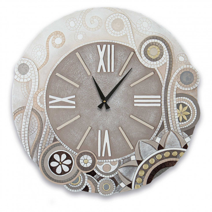 Orologio da parete rotondo grande con bassorilievo con retro in legno massello