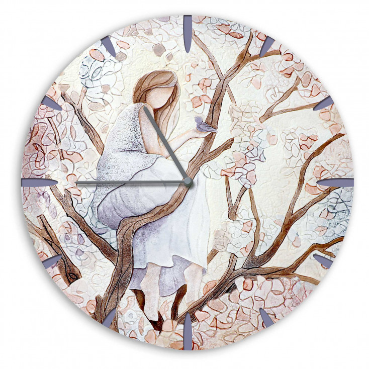 Orologio da parete rotondo con bassorilievo con retro in legno massello