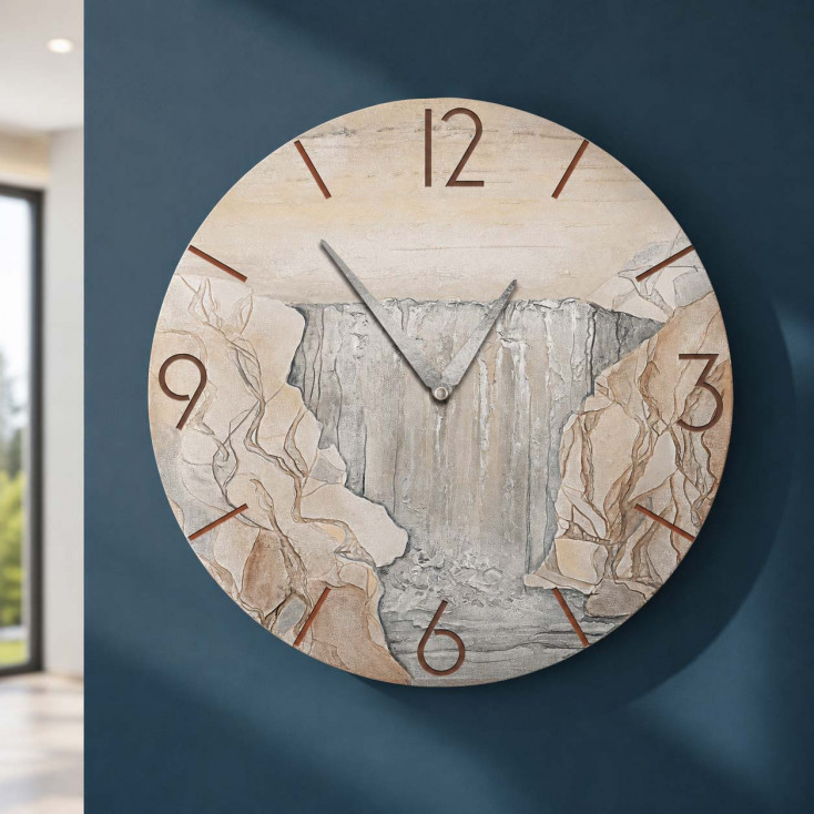 Orologio da parete rotondo grande con bassorilievo con retro in legno massello