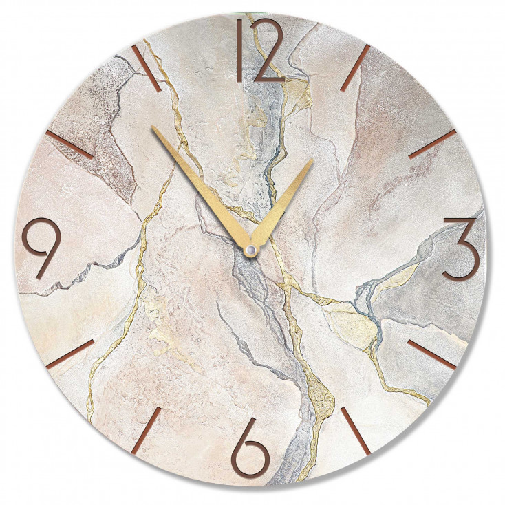 Orologio da parete rotondo grande con bassorilievo con retro in legno massello
