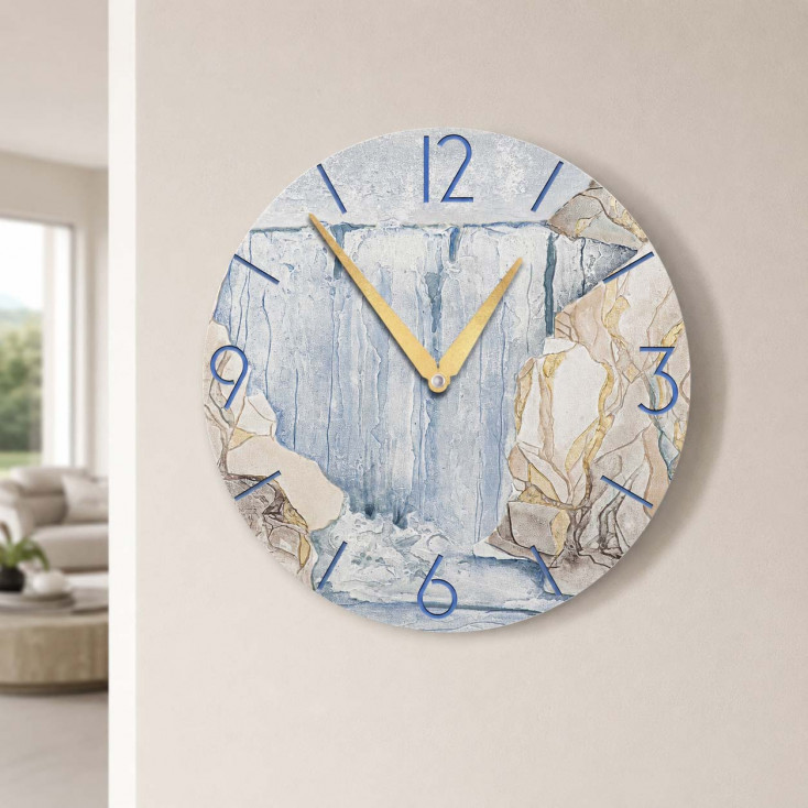 Orologio da parete rotondo medio con bassorilievo con retro in legno massello