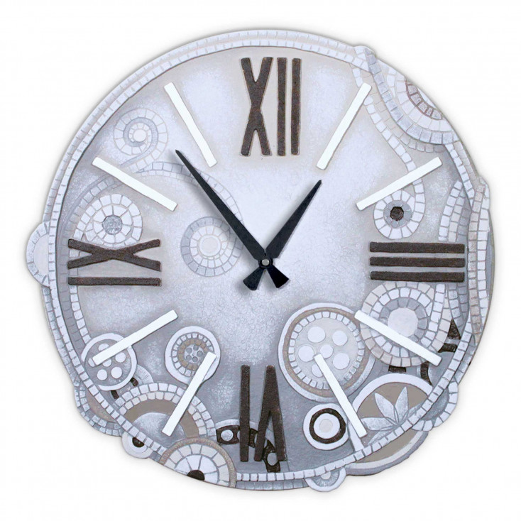 Orologio da parete rotondo medio con bassorilievo con retro in legno massello