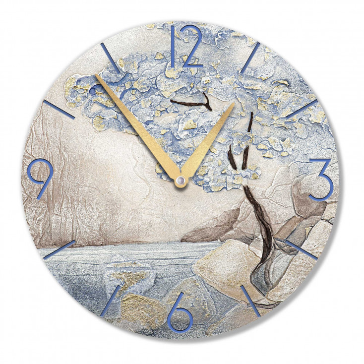 Orologio da parete rotondo medio con bassorilievo con retro in legno massello