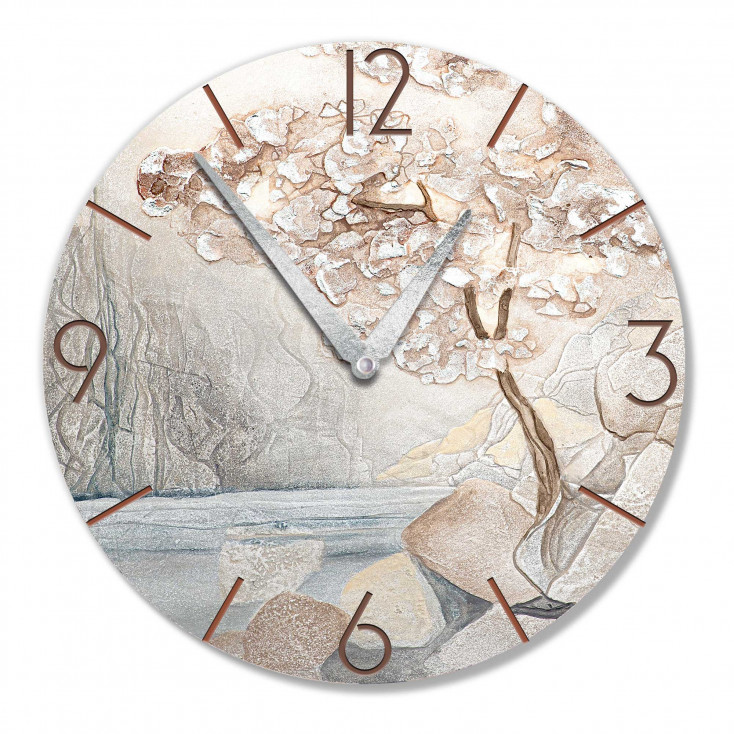 Orologio da parete rotondo medio con bassorilievo con retro in legno massello