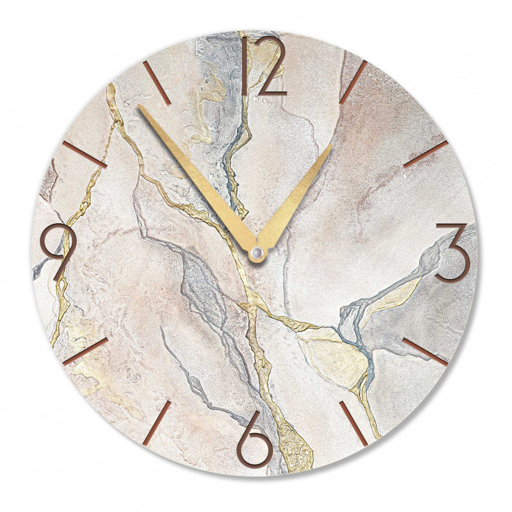Orologio da parete rotondo medio con bassorilievo con retro in legno massello
