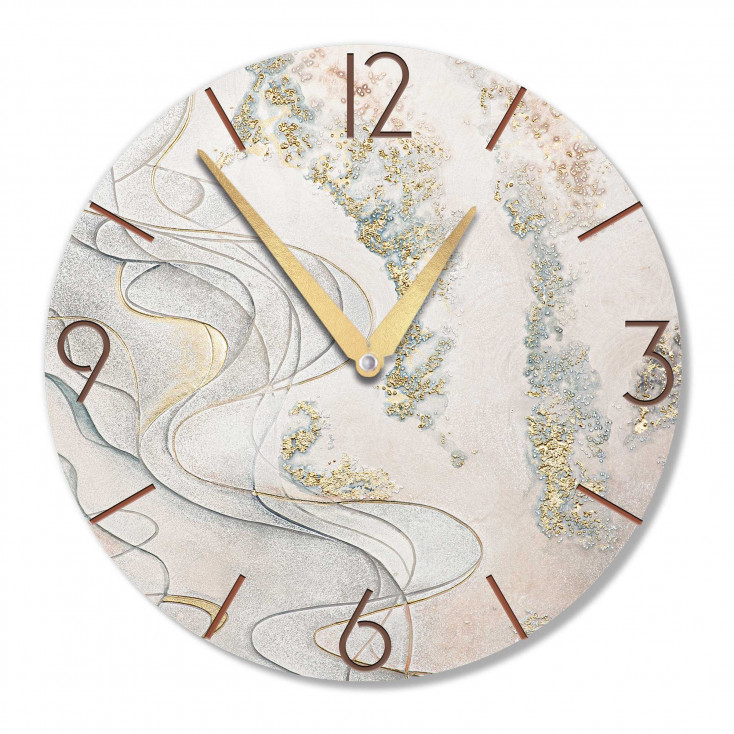 Orologio da parete rotondo medio con bassorilievo con retro in legno massello