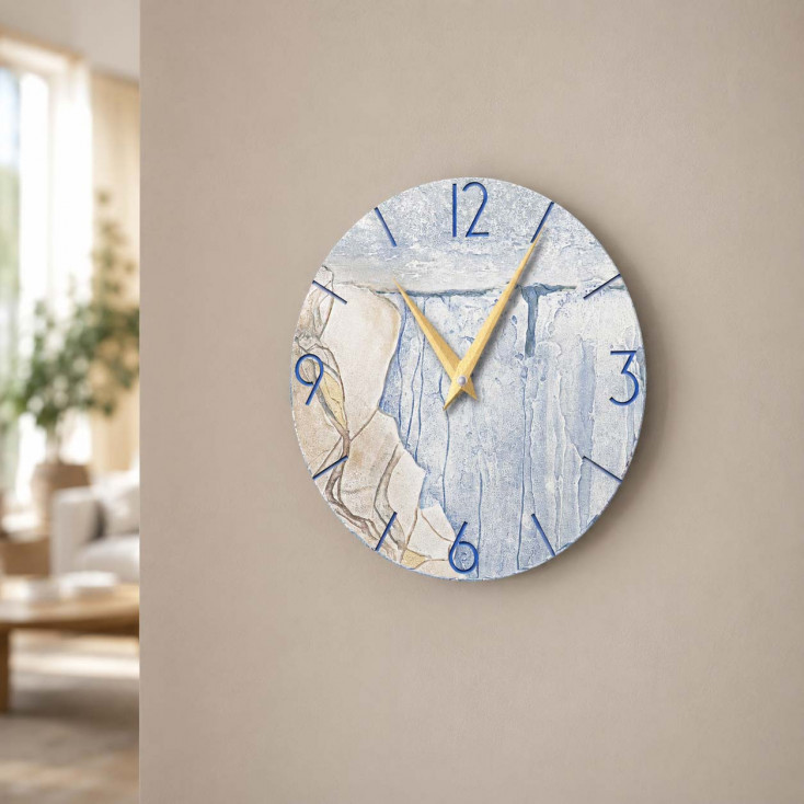 Orologio da parete rotondo piccolo con bassorilievo con retro in legno massello