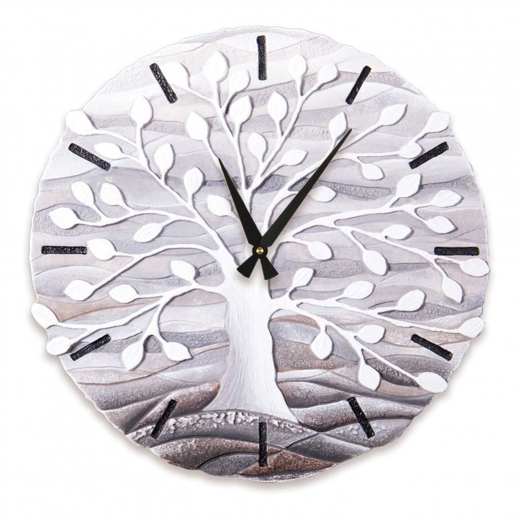 Orologio grande con bassorilievo con retro in legno massello