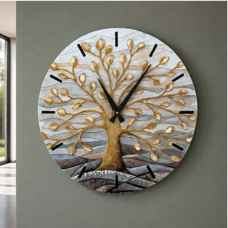 Orologio grande con bassorilievo con retro in legno massello
