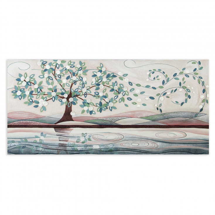 Quadro grande con Bassorilievo dipinto a mano con retro in legno massello