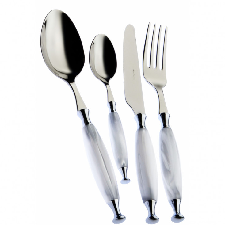 Set di posate 24pz manico in madreperla e ghiera cromata collezione "Country"