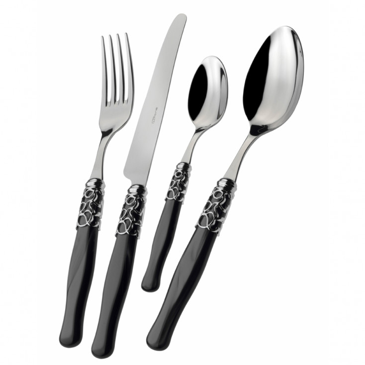 Set di posate 24pz con ghiera cromata e manico in madreperla collezione "Selene"