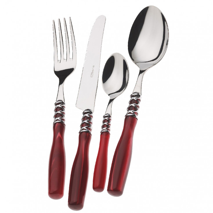Set di posate 24pz con ghiera cromata manico in madreperla linea "Arianna"