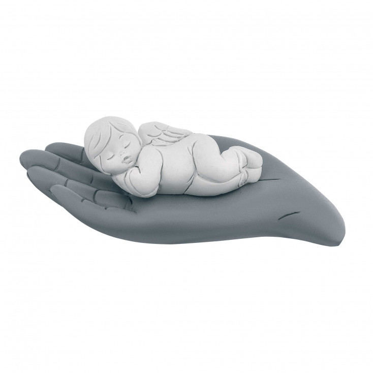 Bomboniera Battesimo - Scultura con bambino che dorme su palmo della mano