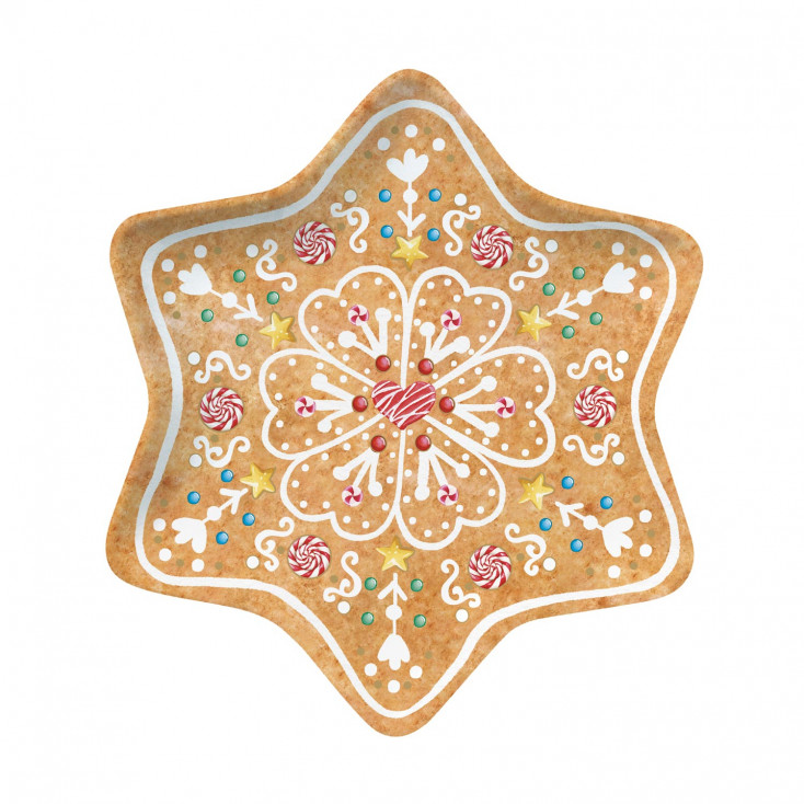 Piatto a forma di stella in porcellana con decoro natalizio