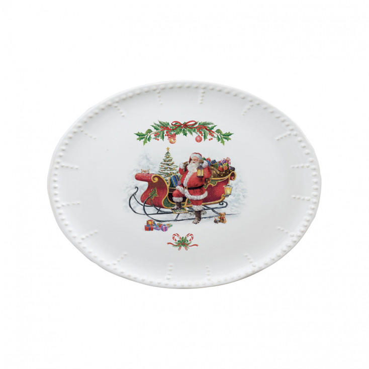 Piatto ovale in ceramica a tema natalizio