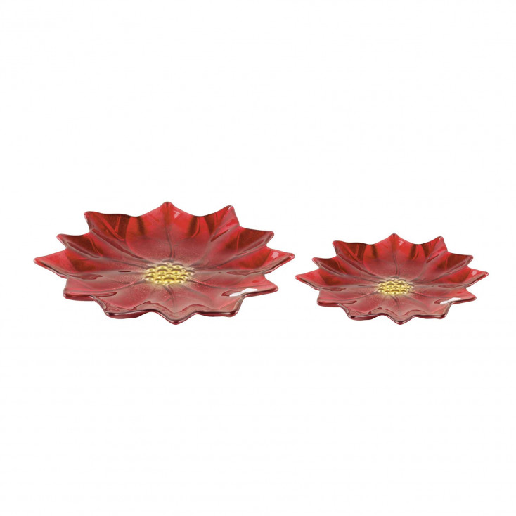Set 2 piattini in vetro a forma di fiore