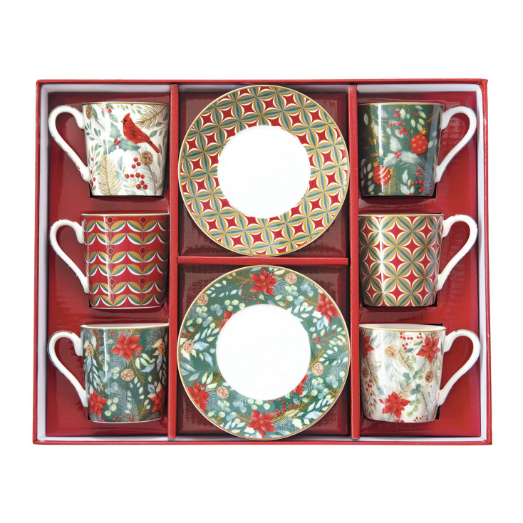 Set 6 tazzine da caffe con piattino in porcellana