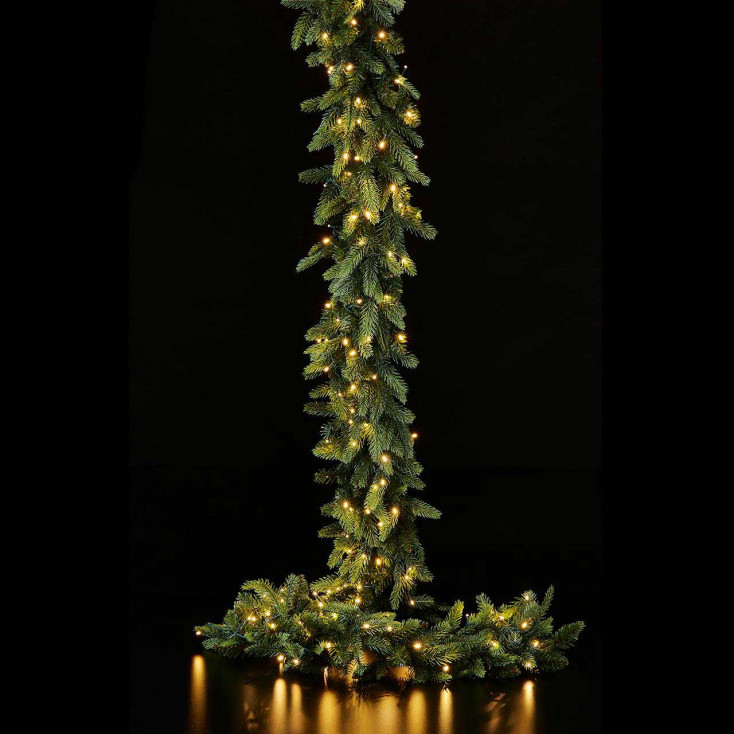 Addobbo natalizio festone di pino illuminato con 170 led