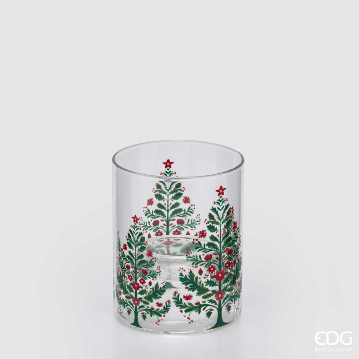 Bicchierino portacandela con decori natalizi