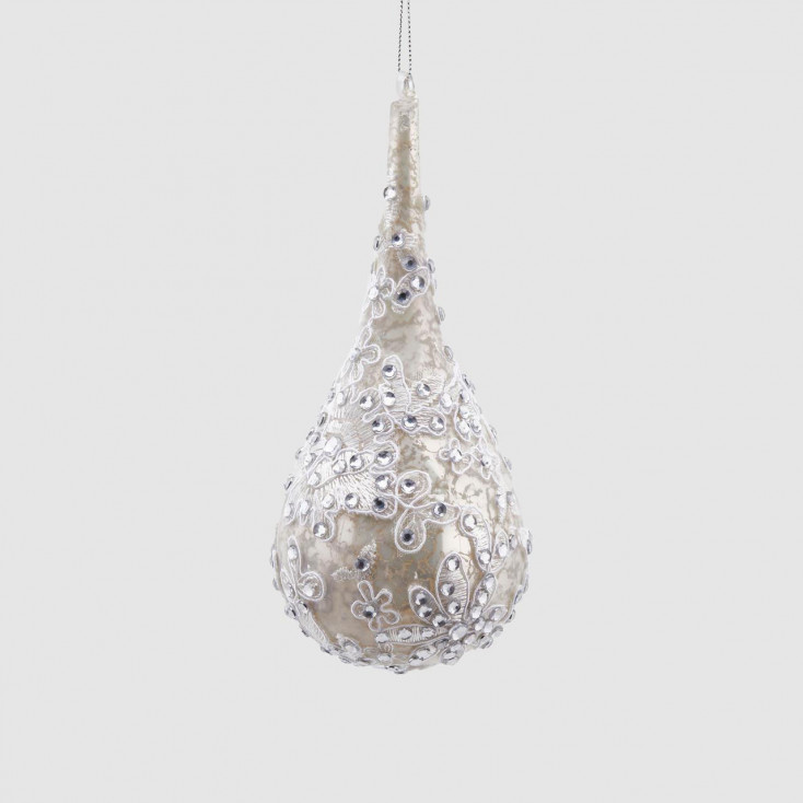 Decorazione natalizia palla in vetro a goccia con gemme