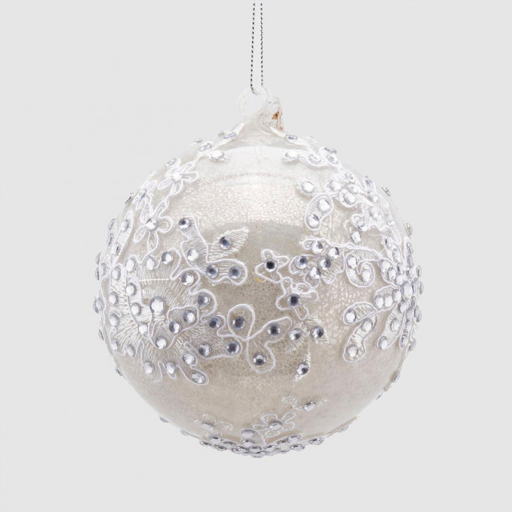 Decorazione natalizia palla in vetro grande con gemme