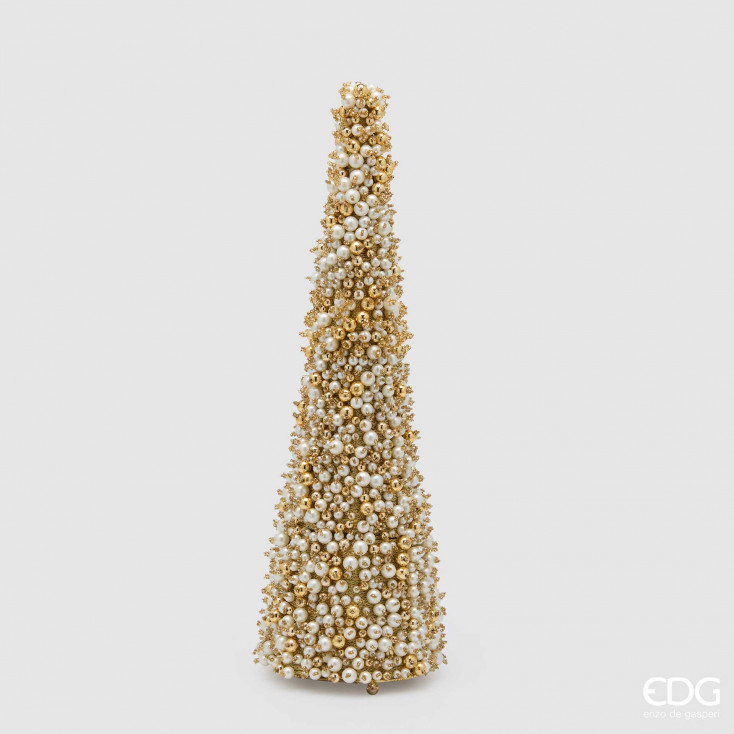Decorazione natalizia pino con perle h.46