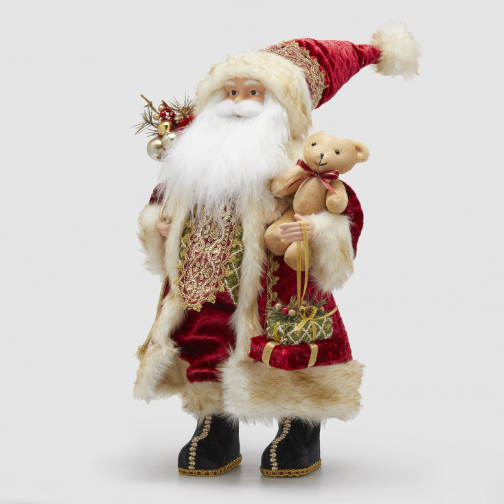 Decoro natalizion con babbo natale con orsetto h.80