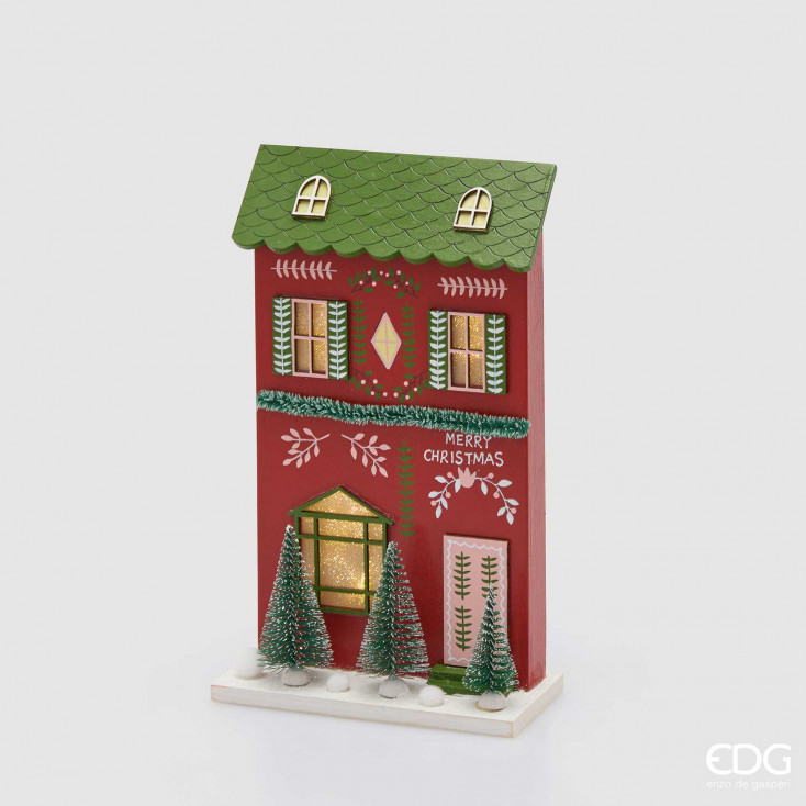 Paesagigo natalizio con casetta con led
