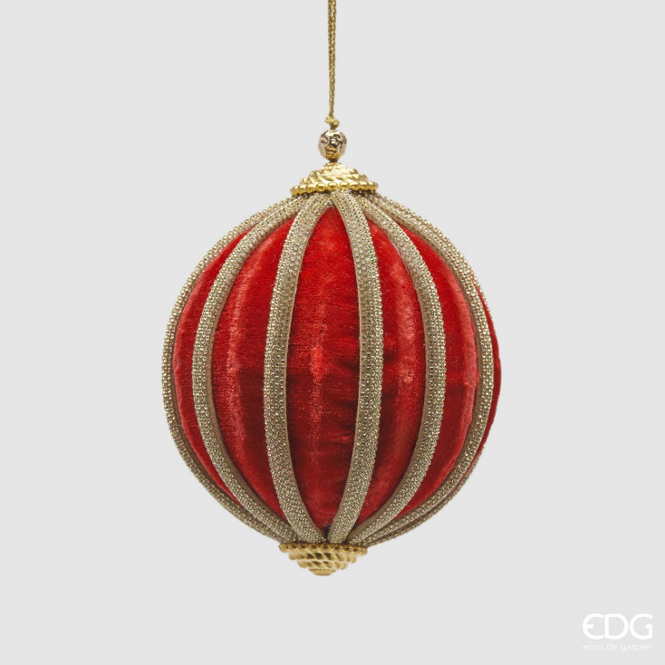 Pallina di natale in velluto a spicchi d.10