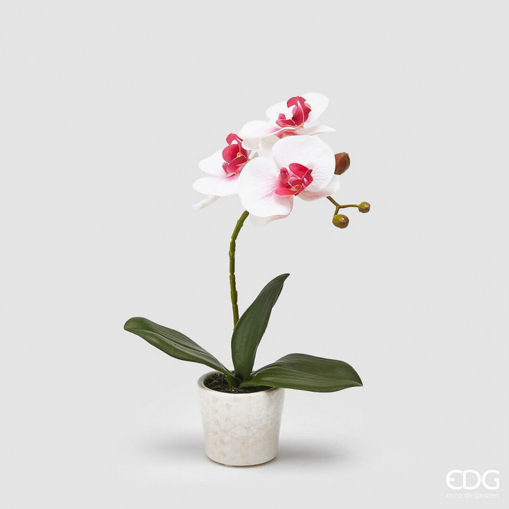 Pianta artificiale con vaso orchidea