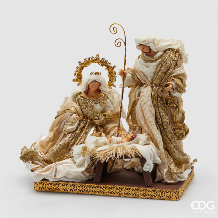 Presepe con natività in tessuto con base