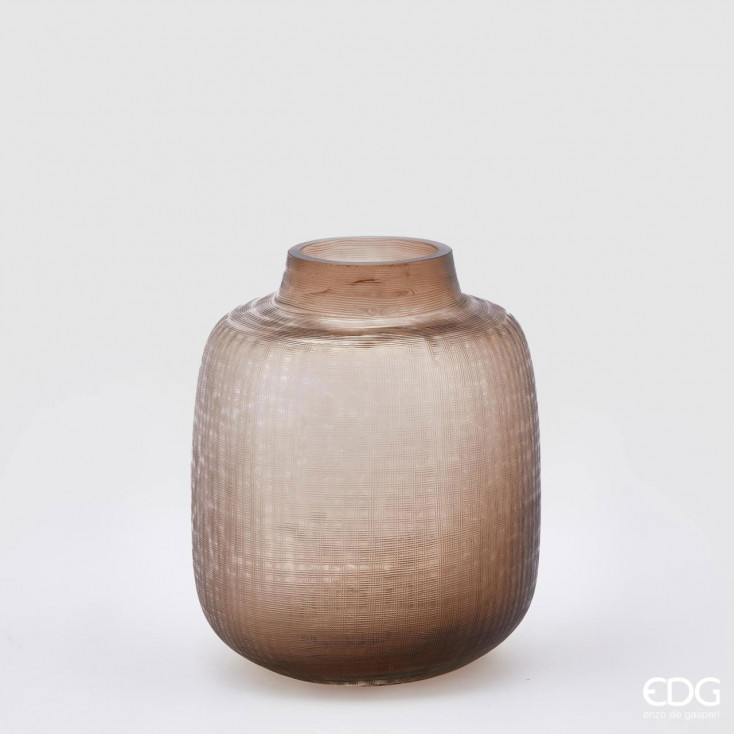 Vaso basso da terra dal design moderno in vetro