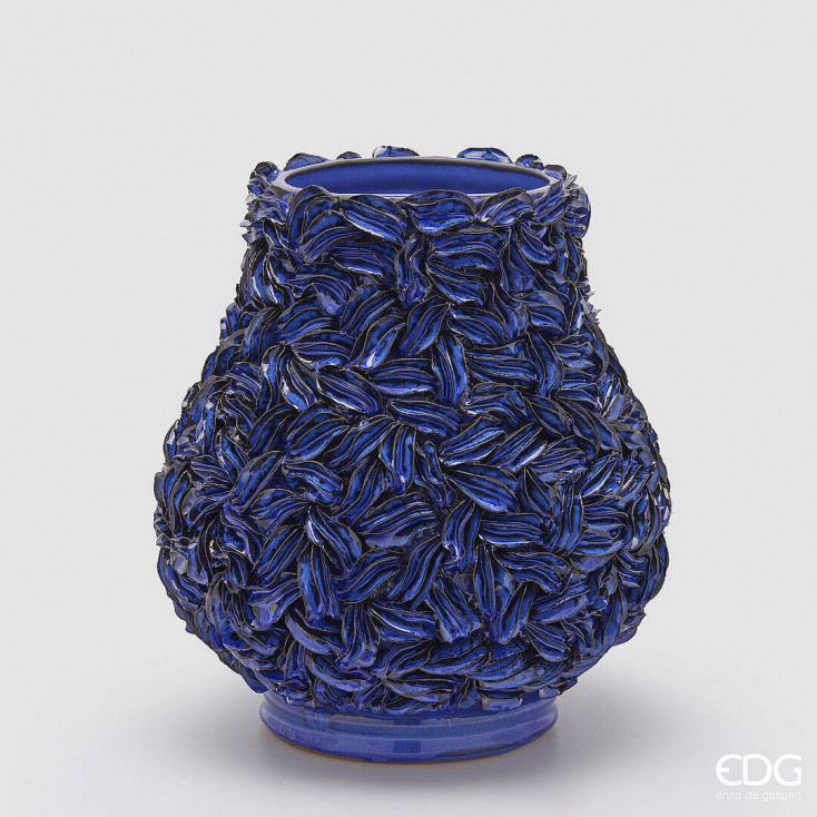 Vaso grande in ceramica bombato con alghe