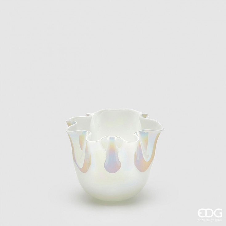 Vaso in vetro basso con drappo