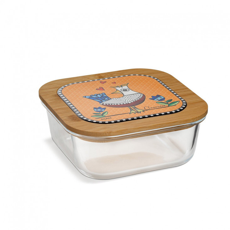 Contenitore in vetro con coperchio in legno