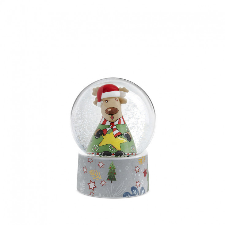 Palla di neve a luci led con Renna