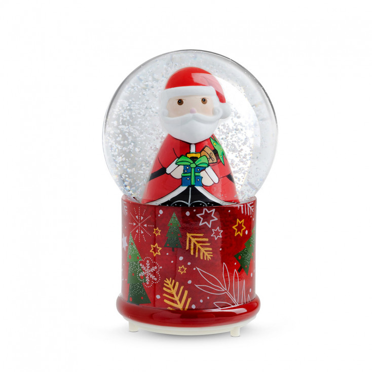 Palla di neve a luci led e carillon con Babbo Natale